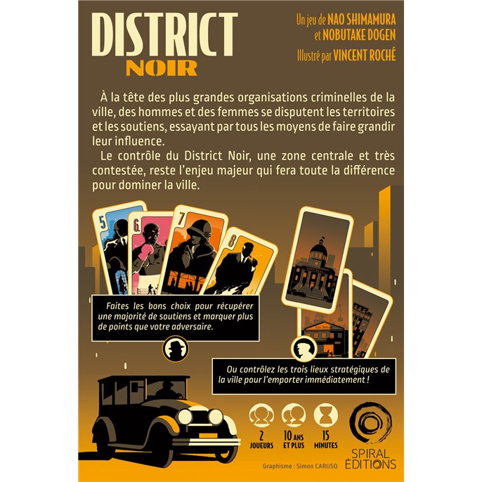 District Noir : jeu duo et de bluff - Spiral Editions - Acheter