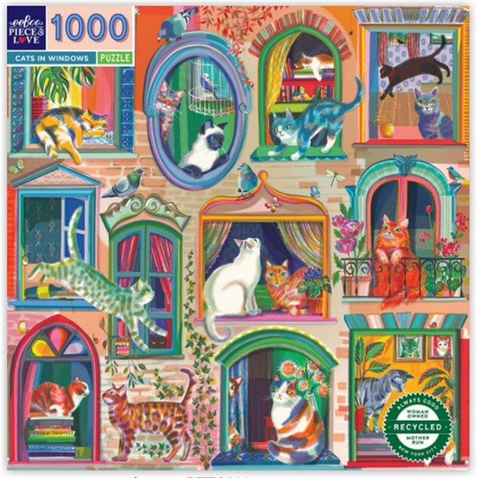 Puzzle : 1000 pièces - Cats in Windows