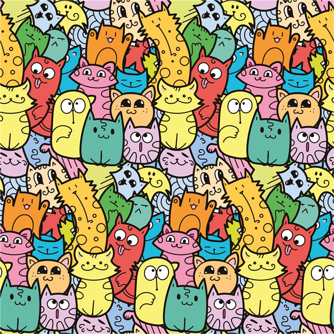 Sac à tapis : 93cm - Chats colorés