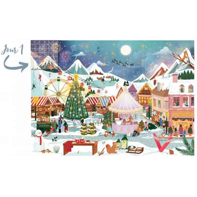 Calendrier de l'avent Puzzle : Village Noël