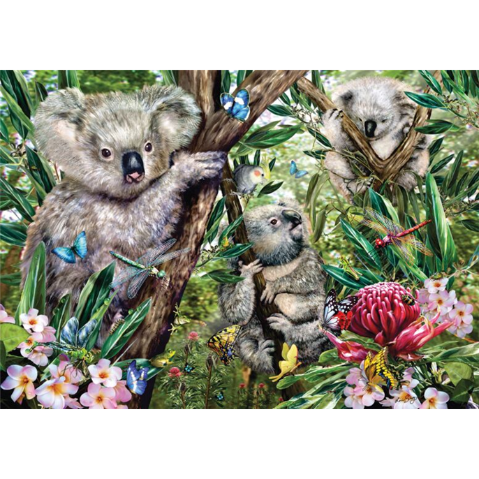 Puzzle : 500 pièces - Une adorable famille de koalas