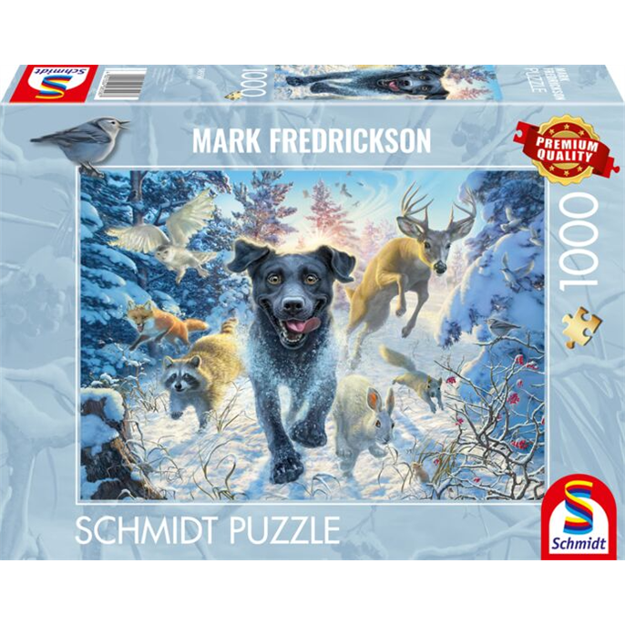 Puzzle : 1000 pièces - Labrador Noir dans la Neige